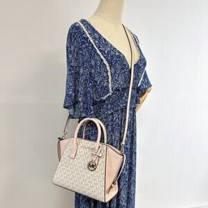 Michael Kors 35F1G4VM2B Avril Small Logo Top-Zip Satchel IN PWD BLSH MLT